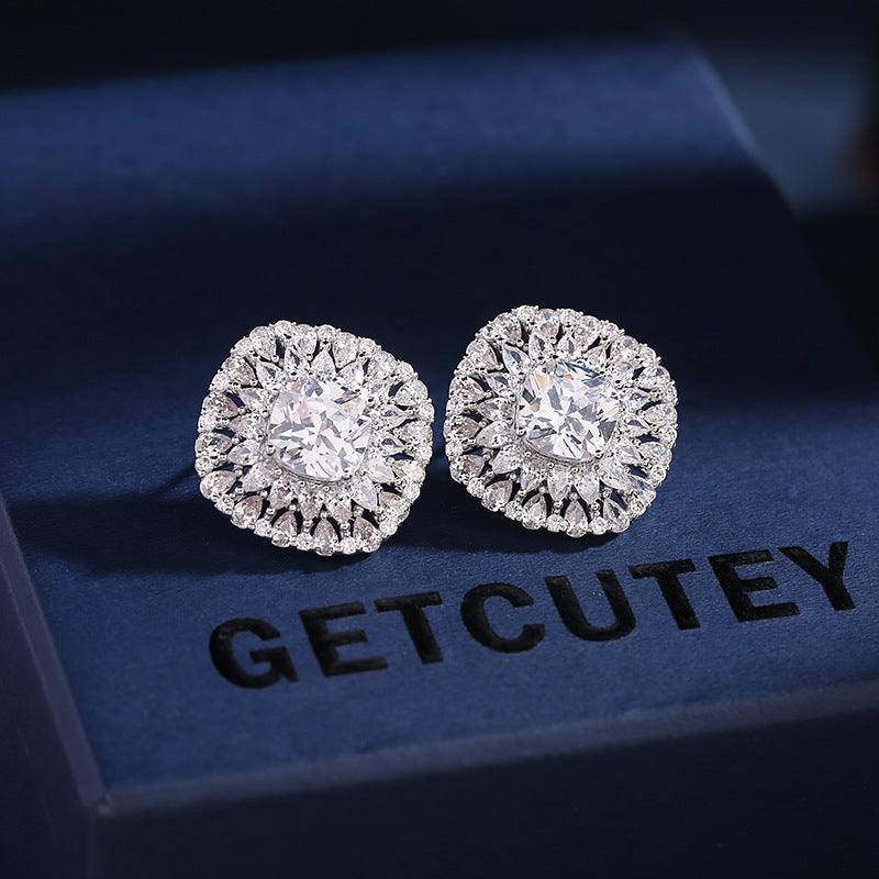 Zircon stud earrings 674517150314 - COCOMELODY