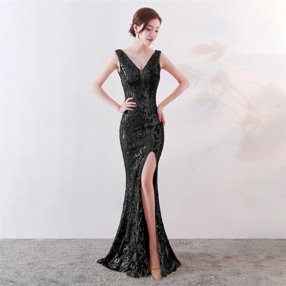Trumpet-Mermaid Floor Length Sequins Dress 682171341454 - COCOMELODY