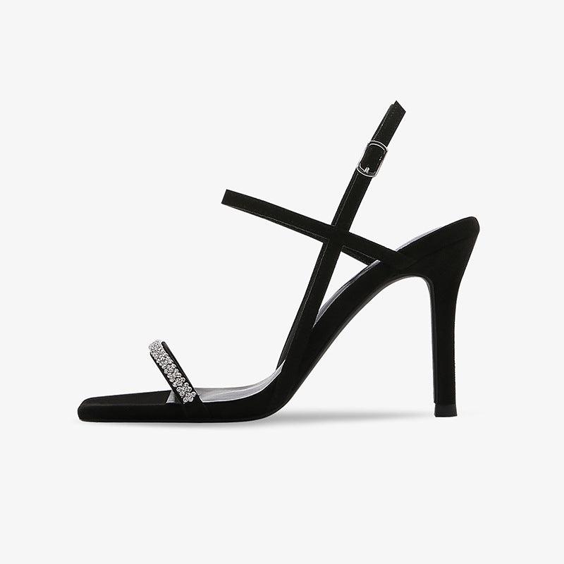 Stiletto sandals rhinestone buckle heels 662367759355 - COCOMELODY