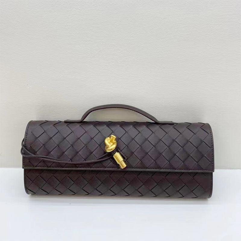 Leather clutch bag Hold leather woven square dinner bag 788440003397 - COCOMELODY