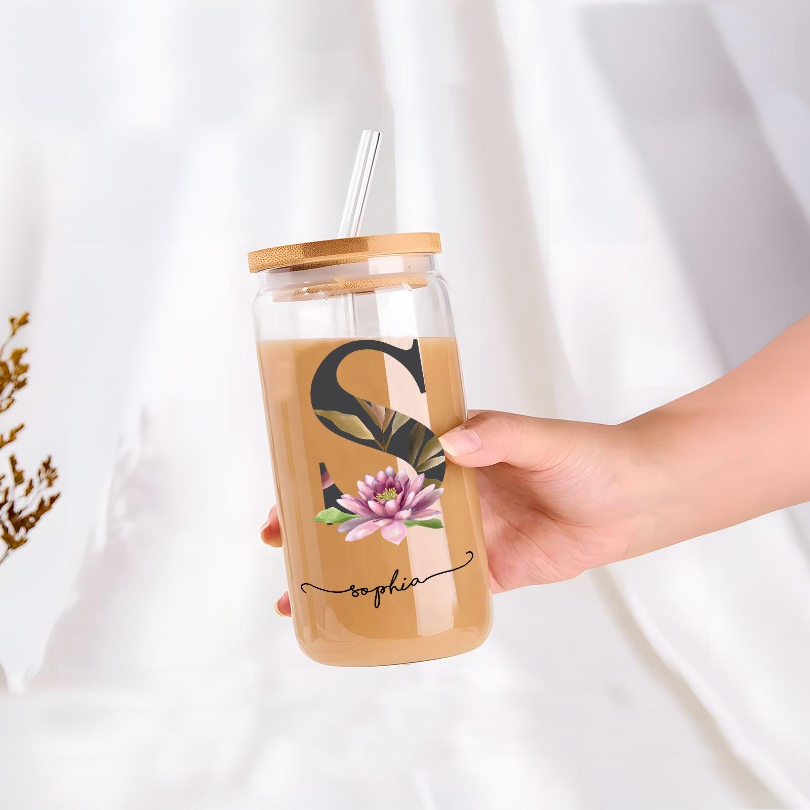 Creative Coke cup bamboo straw glass can print logo water cup 820836462721 - COCOMELODY