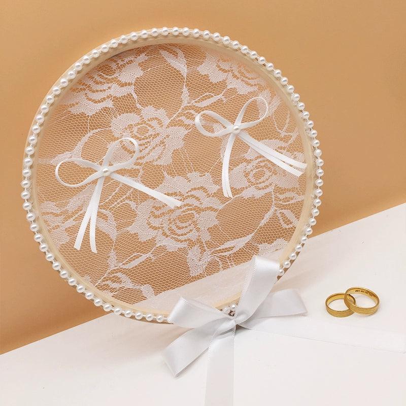 Wooden ring with lace ring pillow 581421564395 - COCOMELODY