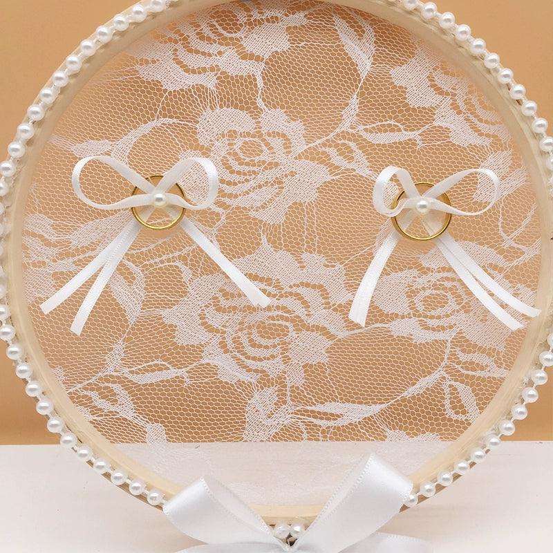 Wooden ring with lace ring pillow 581421564395 - COCOMELODY