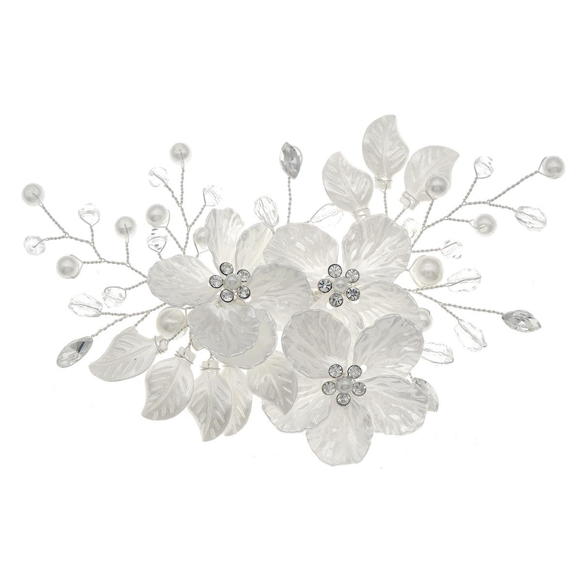 Beautiful acrylic flower set comb bride hair pearl clip Headpieces 736331094787 - COCOMELODY