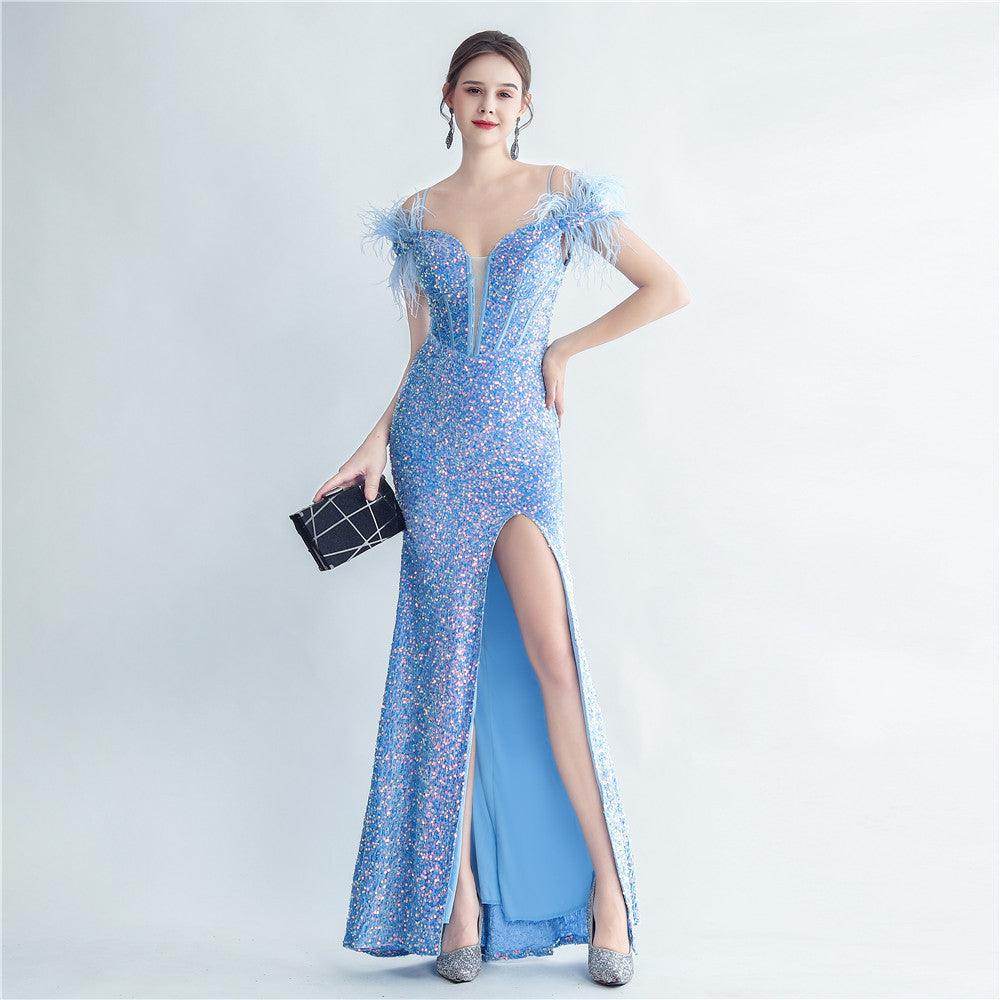 Trumpet-Mermaid Floor Length Sequins Dress 794624136176 - COCOMELODY