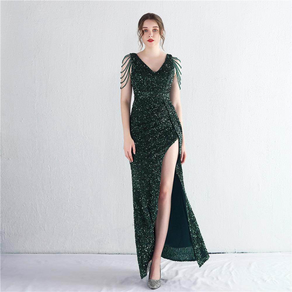 Trumpet-Mermaid Floor Length Sequins Dress 682786662179 - COCOMELODY