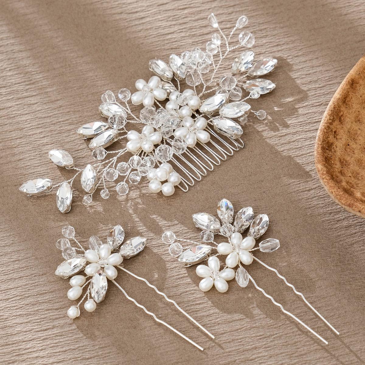 Wedding Hair Comb Pearl Forest Bride Hair Accessories Set of 3 734482274608 - COCOMELODY