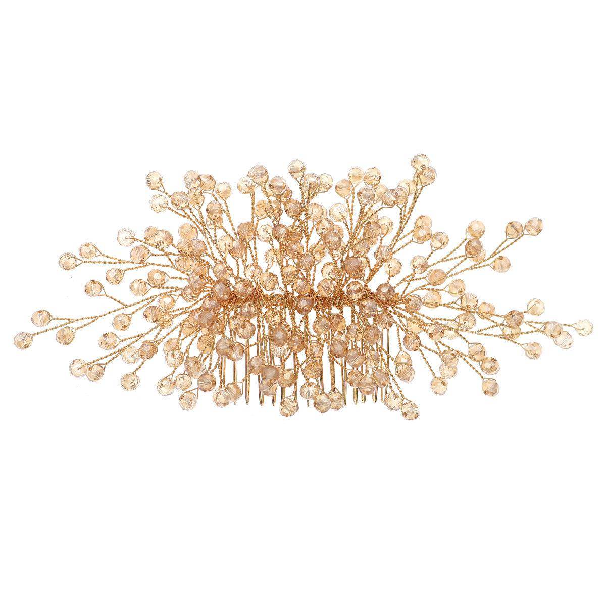 Bridal headwear Handmade crystal hair comb Wedding dress updo accessories Luxury and beautiful hair comb 756137741353 - COCOMELODY