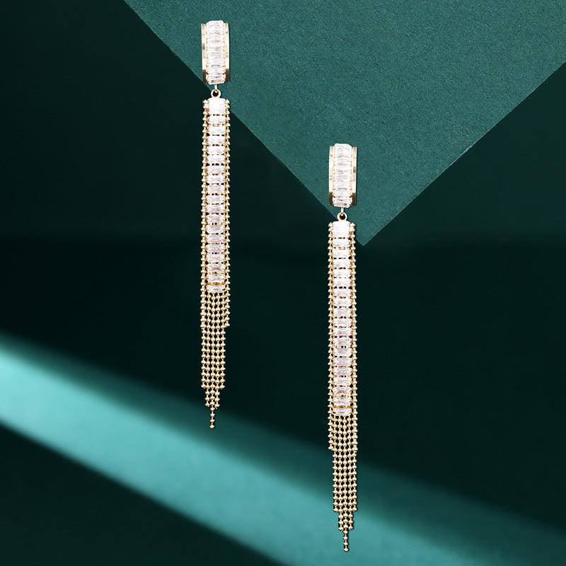 S925 silver needle long tassel earrings 762461389092 - COCOMELODY