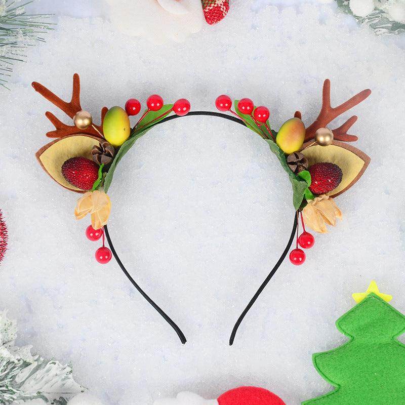 Christmas cat ears Berry headband Holiday party face wash antler headband 849471800595 - COCOMELODY