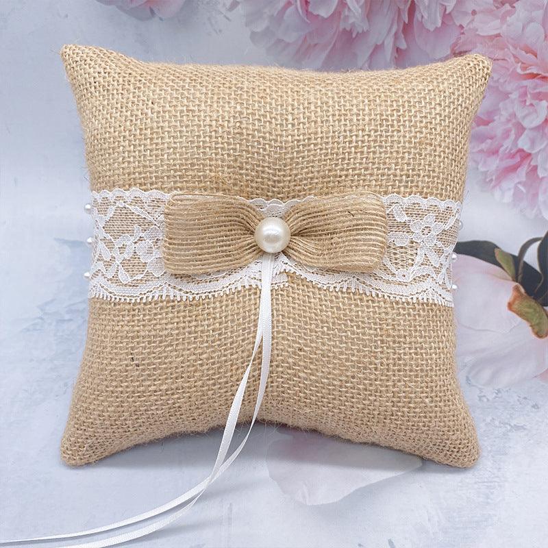 Linen ring pillow Bride wedding party ring pillow 702166828805 - COCOMELODY