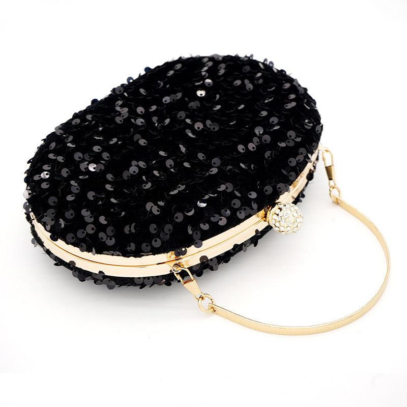 Goose egg oval crossbody Carry colorful black sequin dinner bag 675056328141
