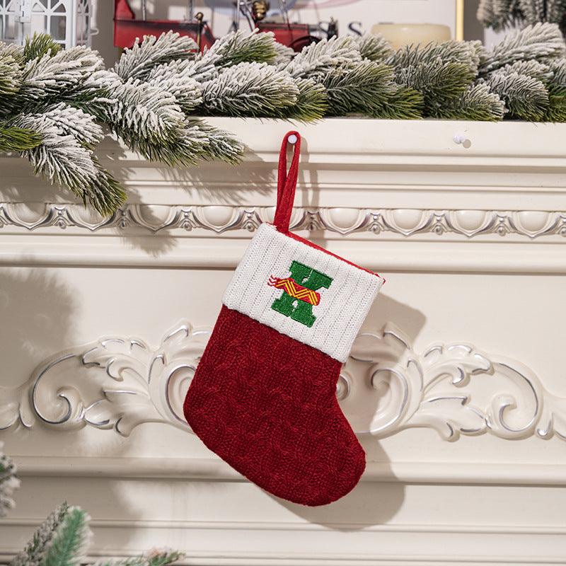 Christmas decorations Red knitted alphabet Embroidery Christmas socks Colorful DIY name gift socks 831001958177