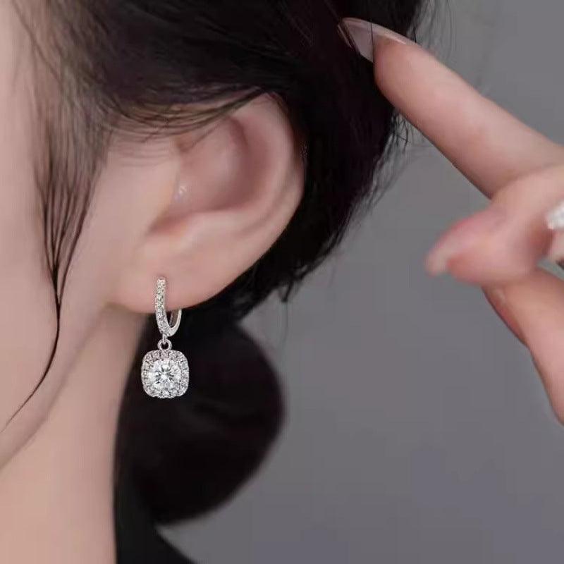 Sugar cube diamond earrings 805604207573 - COCOMELODY