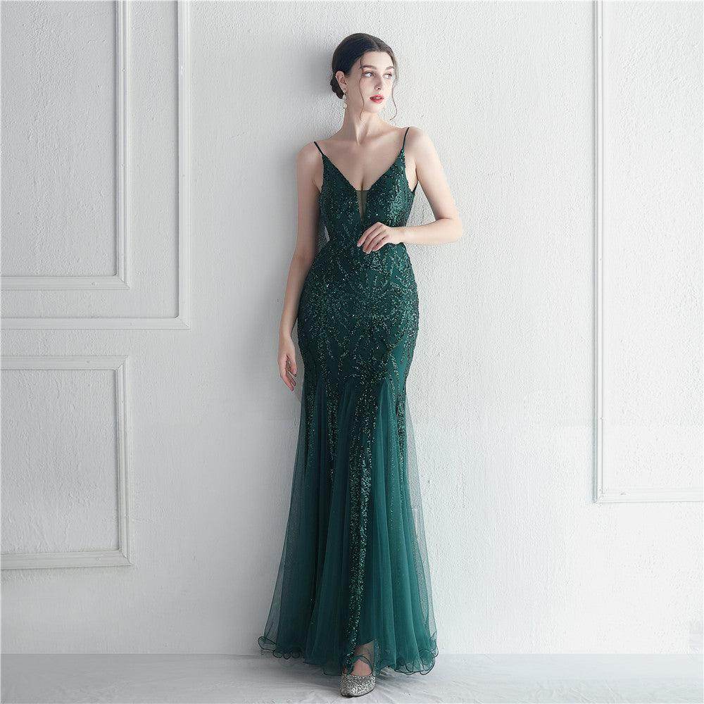 Trumpet-Mermaid Floor Length Sequins Dress 721888960721 - COCOMELODY
