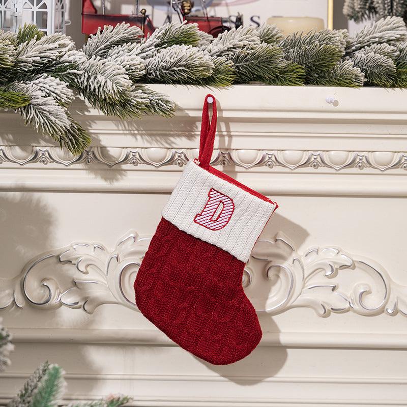 Christmas decorations Red knitted alphabet Embroidery Christmas socks Colorful DIY name gift socks 831001958177
