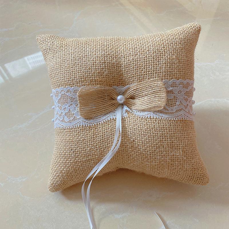 Linen ring pillow Bride wedding party ring pillow 702166828805 - COCOMELODY
