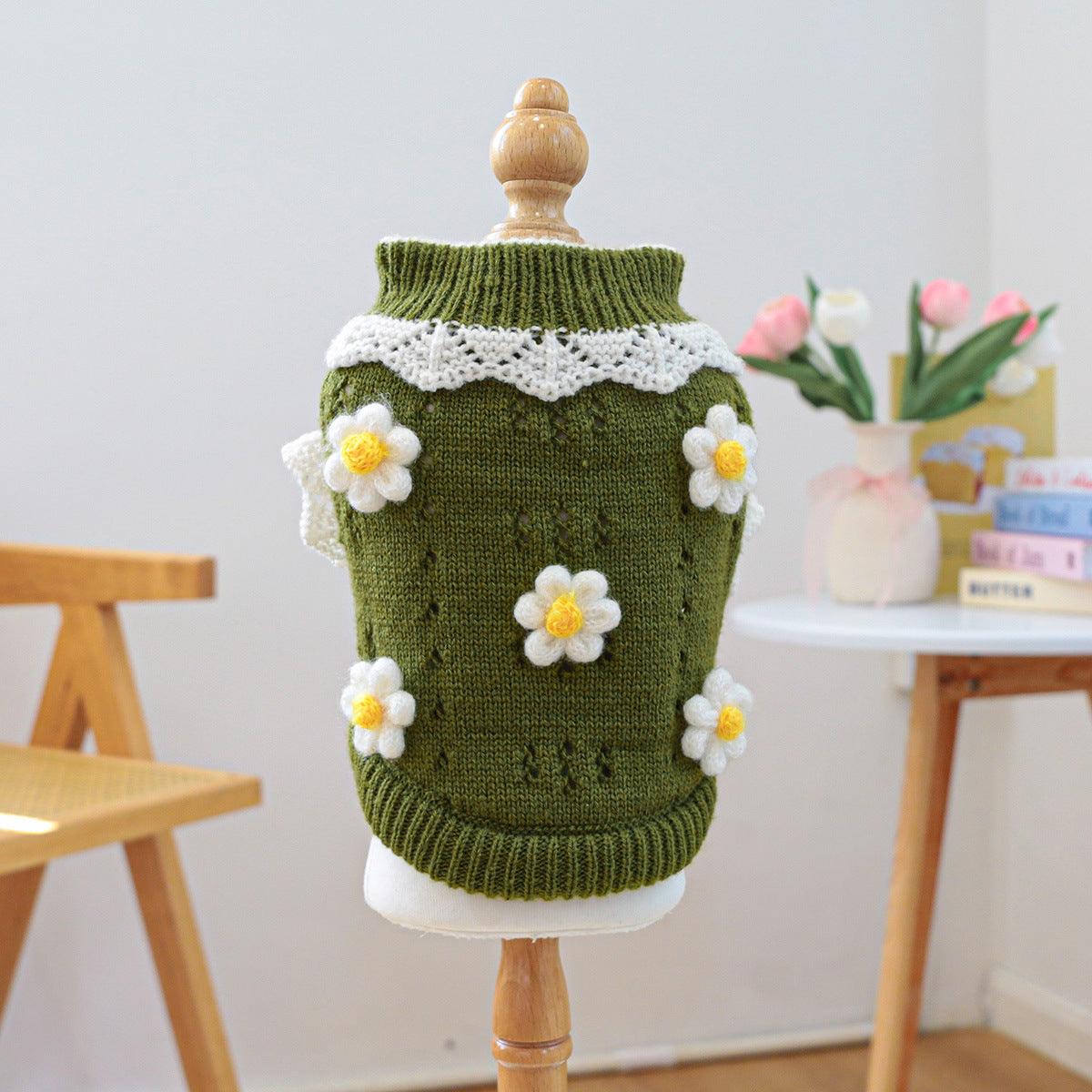 Autumn and winter dog flower sweaters pet cat clothing 650873775915 - COCOMELODY