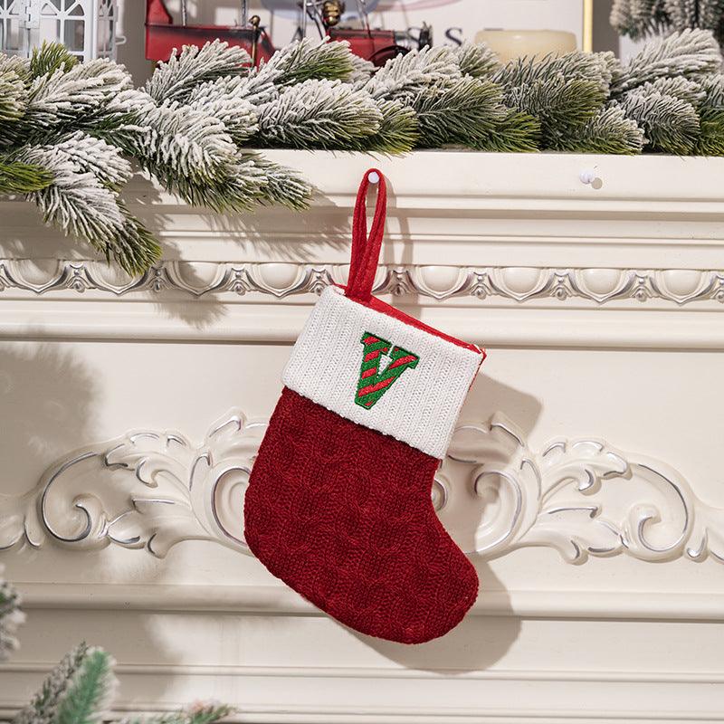 Christmas decorations Red knitted alphabet Embroidery Christmas socks Colorful DIY name gift socks 831001958177