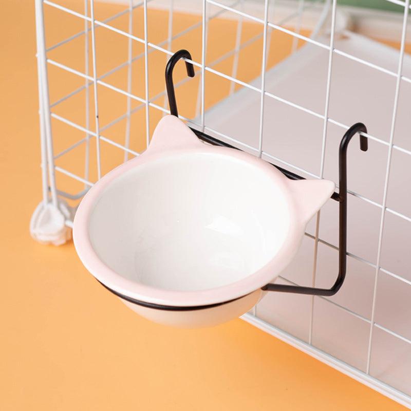 Hanging ceramic cat bowl Drinking bowl anti-upset fixed hanging cage 719925463826 - COCOMELODY