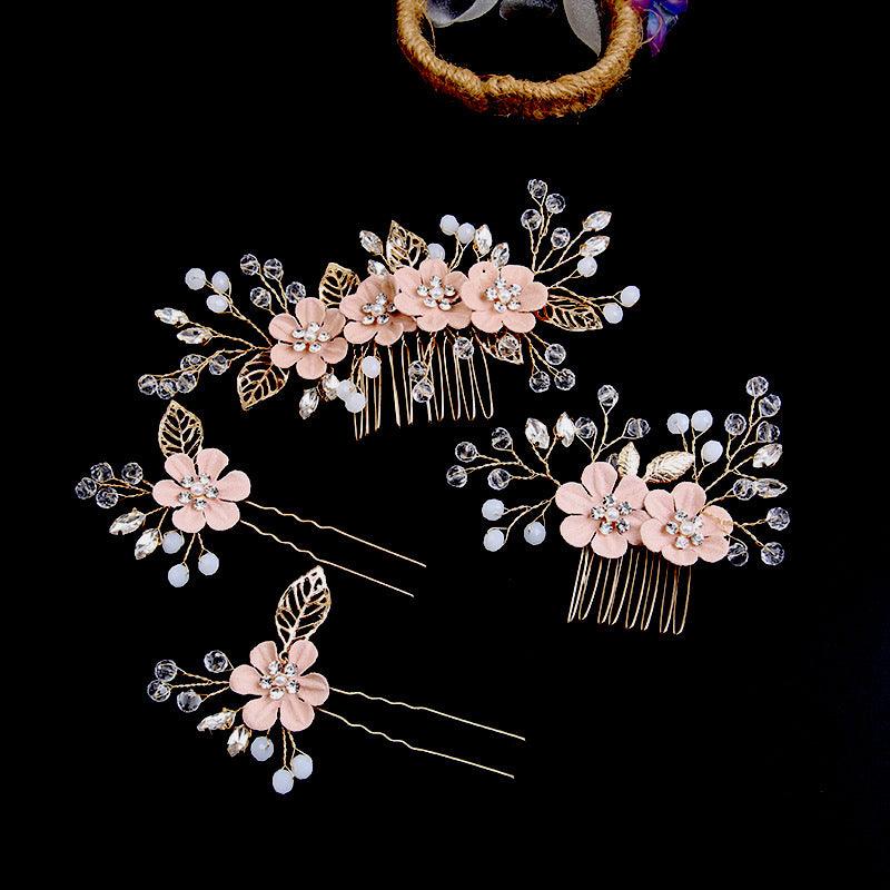 Leaf curly hair comb headwear bride Combs 4 Pieces 737108021960 - COCOMELODY