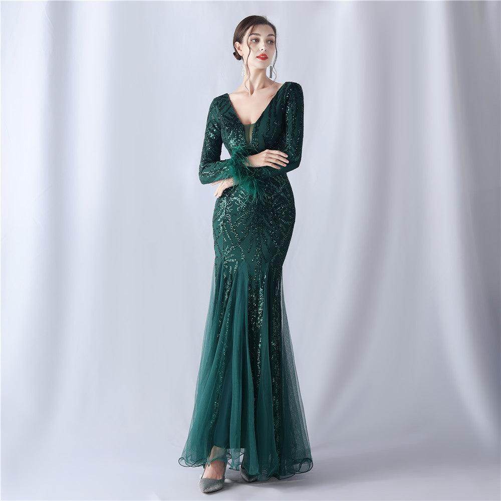 Trumpet-Mermaid Floor Length Sequins Dress 785114258670 - COCOMELODY