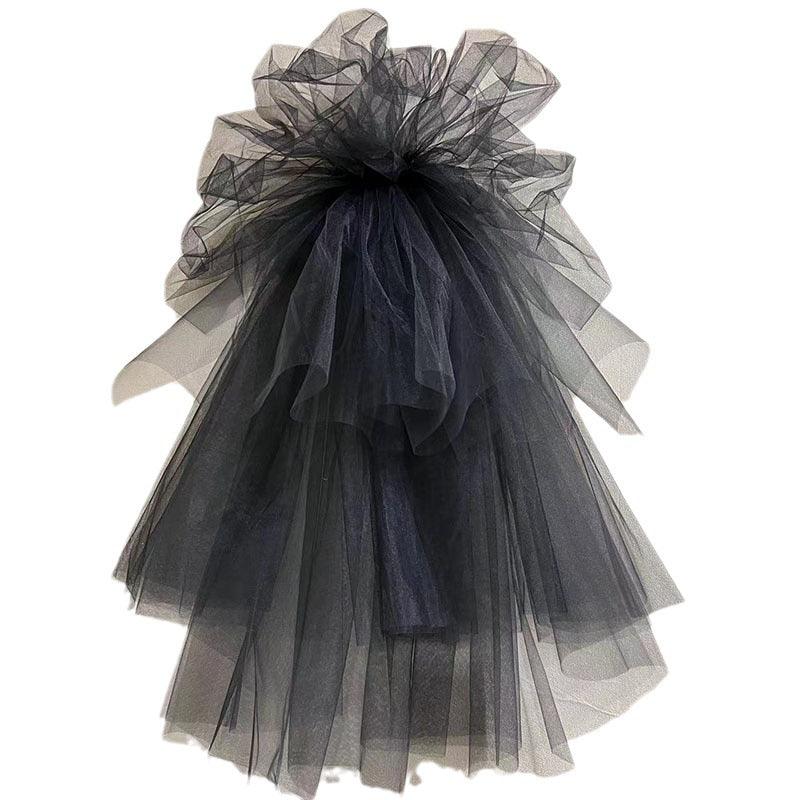 Wedding Headwear Pommel Gauze Black Styling Gauze Gothic Style 740756682227 - COCOMELODY