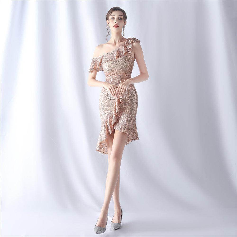 Sheath-Column Knee Length Sequined Cocktail Dress 803821408027 - COCOMELODY