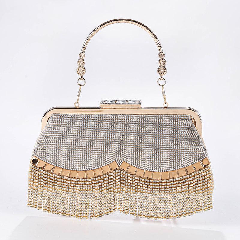 Rhinestone fringe evening bag 788222596906 - COCOMELODY