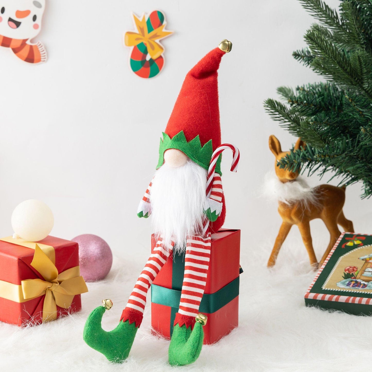 Christmas elf long legs no face doll props decorative scene layout pieces 735602523231