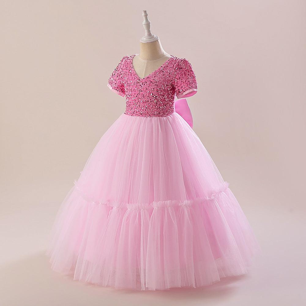 A-Line Maxi Sequined Tulle Flower Girl Dress 735143524780