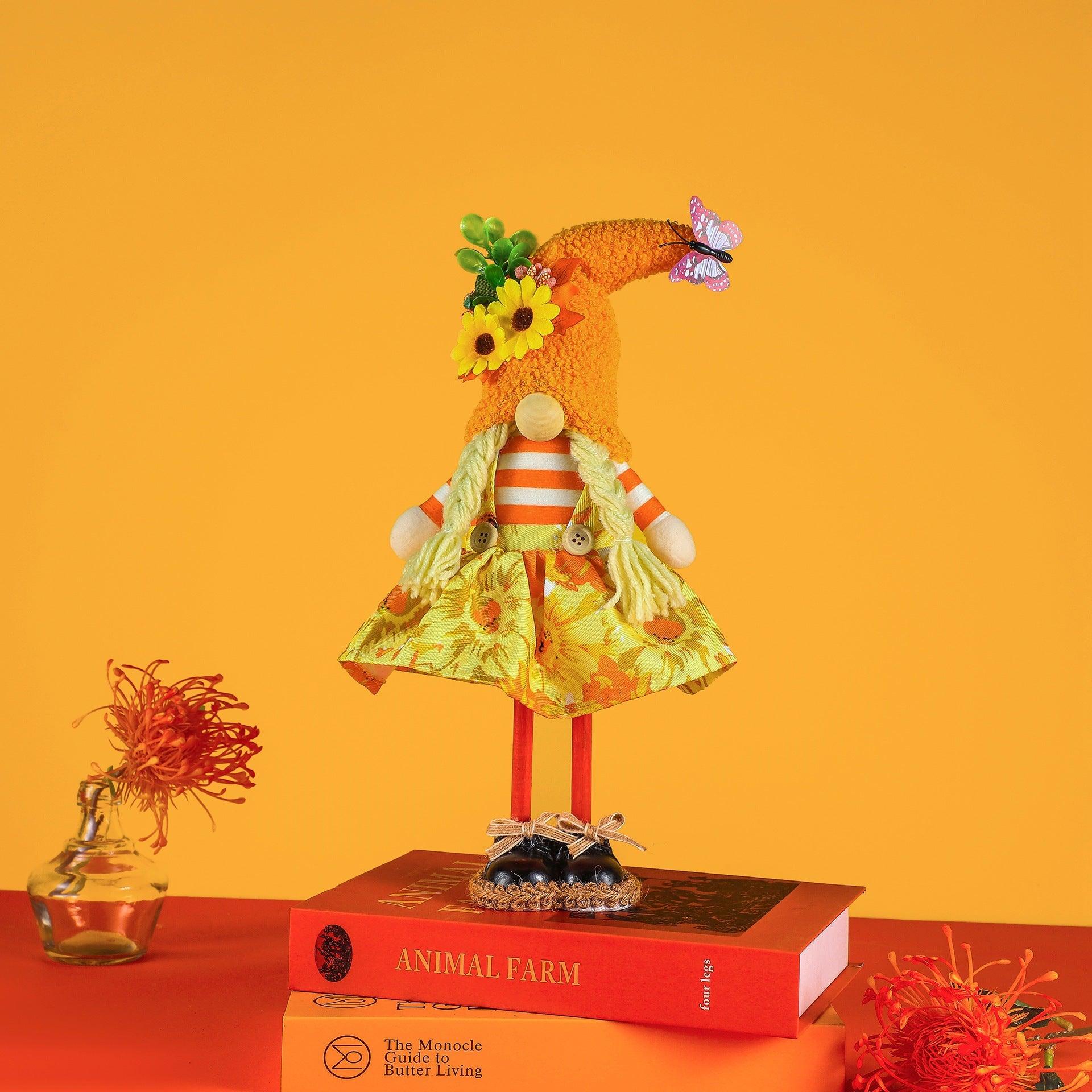 Christmas Thanksgiving harvest Festival cloth standing pose sunflower skirt no face doll doll decoration 775310140962 - COCOMELODY