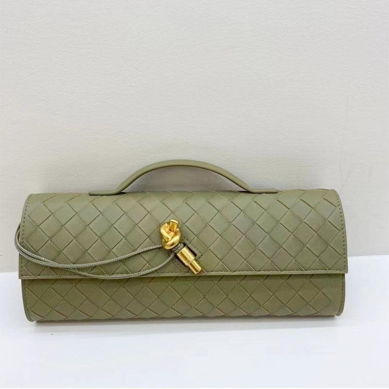 Leather clutch bag Hold leather woven square dinner bag 788440003397 - COCOMELODY