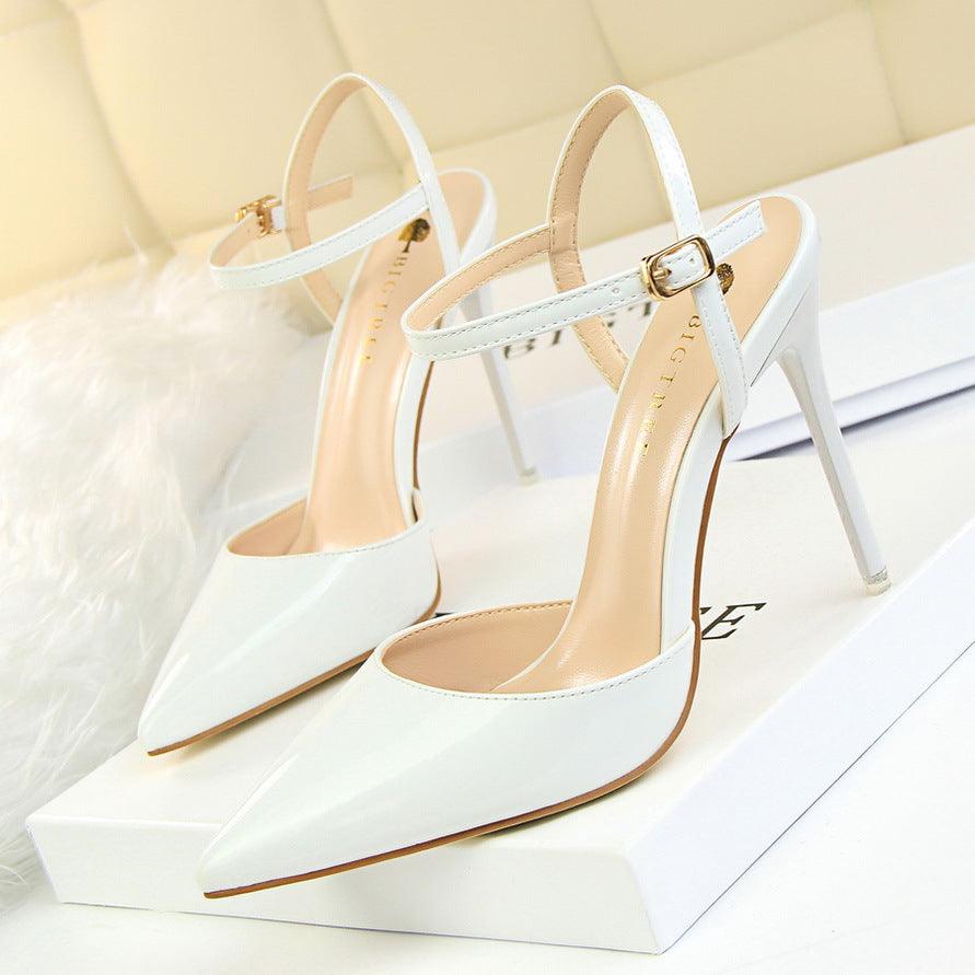 Silver Metallic Slingback Heel Sandals 552220831213 - COCOMELODY