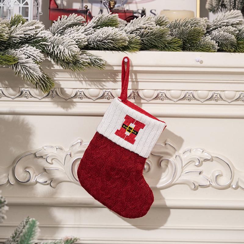 Christmas decorations Red knitted alphabet Embroidery Christmas socks Colorful DIY name gift socks 831001958177