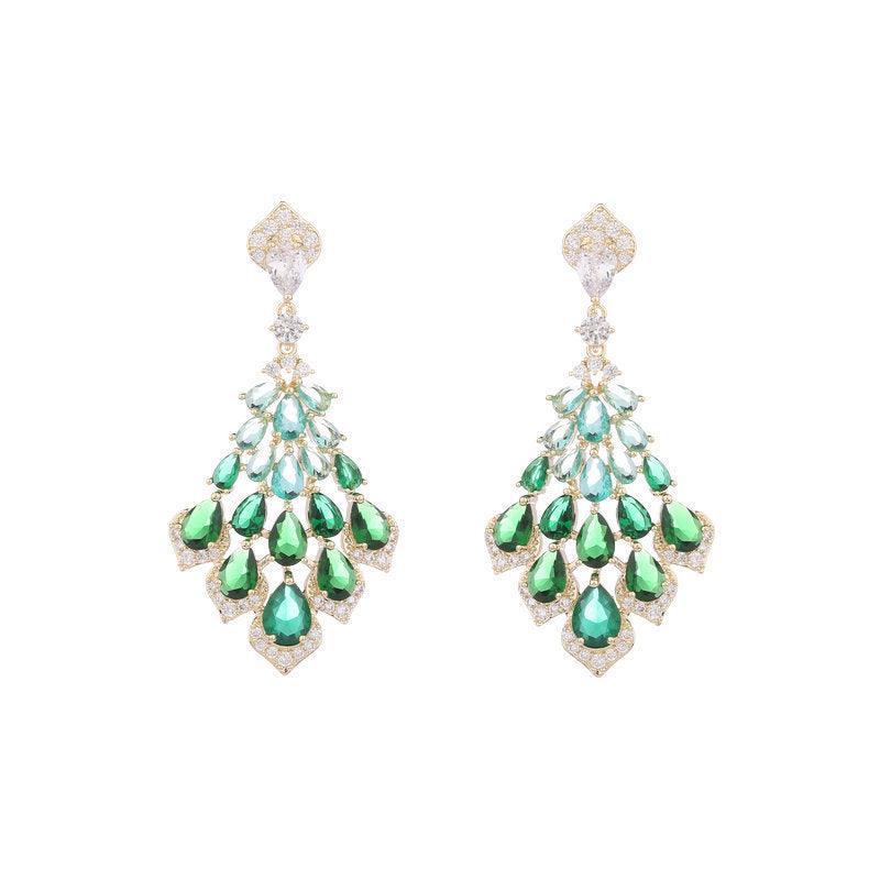 Diamond feather earrings 712913607847 - COCOMELODY