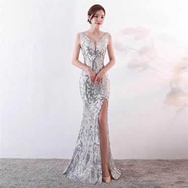 Trumpet-Mermaid Floor Length Sequins Dress 682171341454 - COCOMELODY