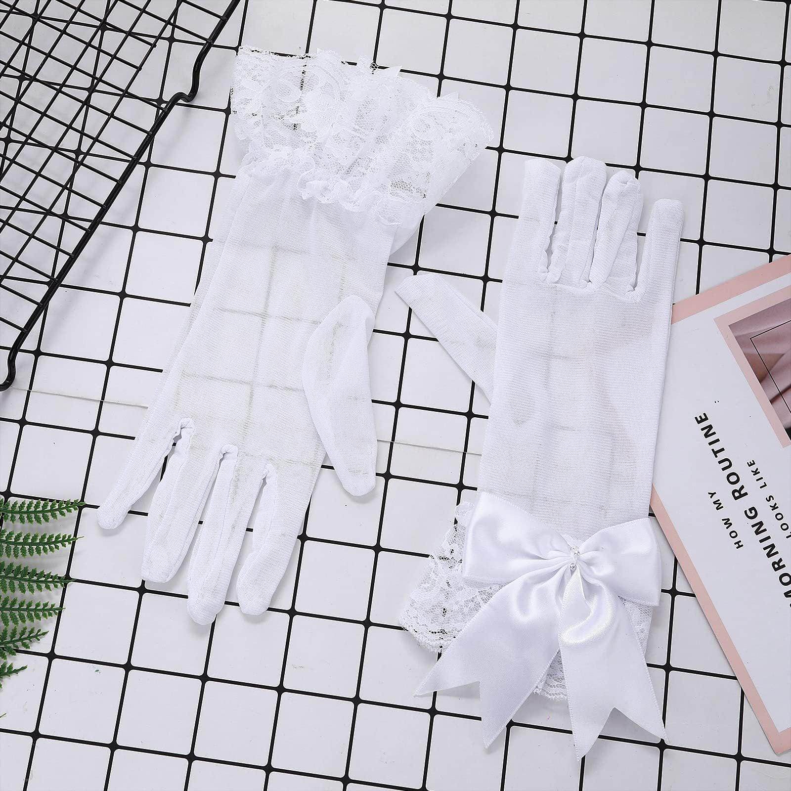 Mesh Gloves Hand-Decorated Lace Lace Bow Short Style Gloves 670423584870 - COCOMELODY
