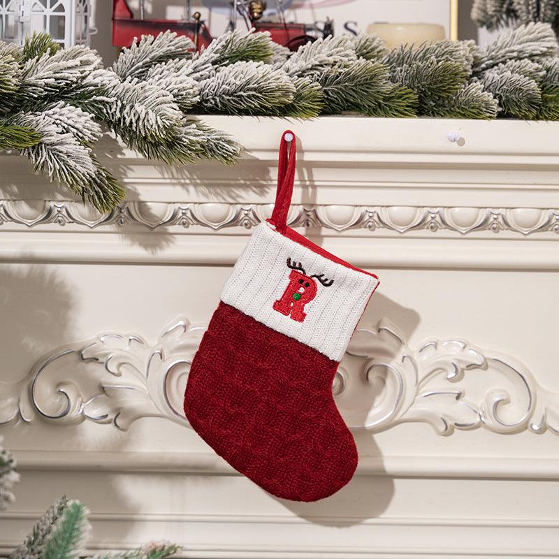 Christmas decorations Red knitted alphabet Embroidery Christmas socks Colorful DIY name gift socks 831001958177
