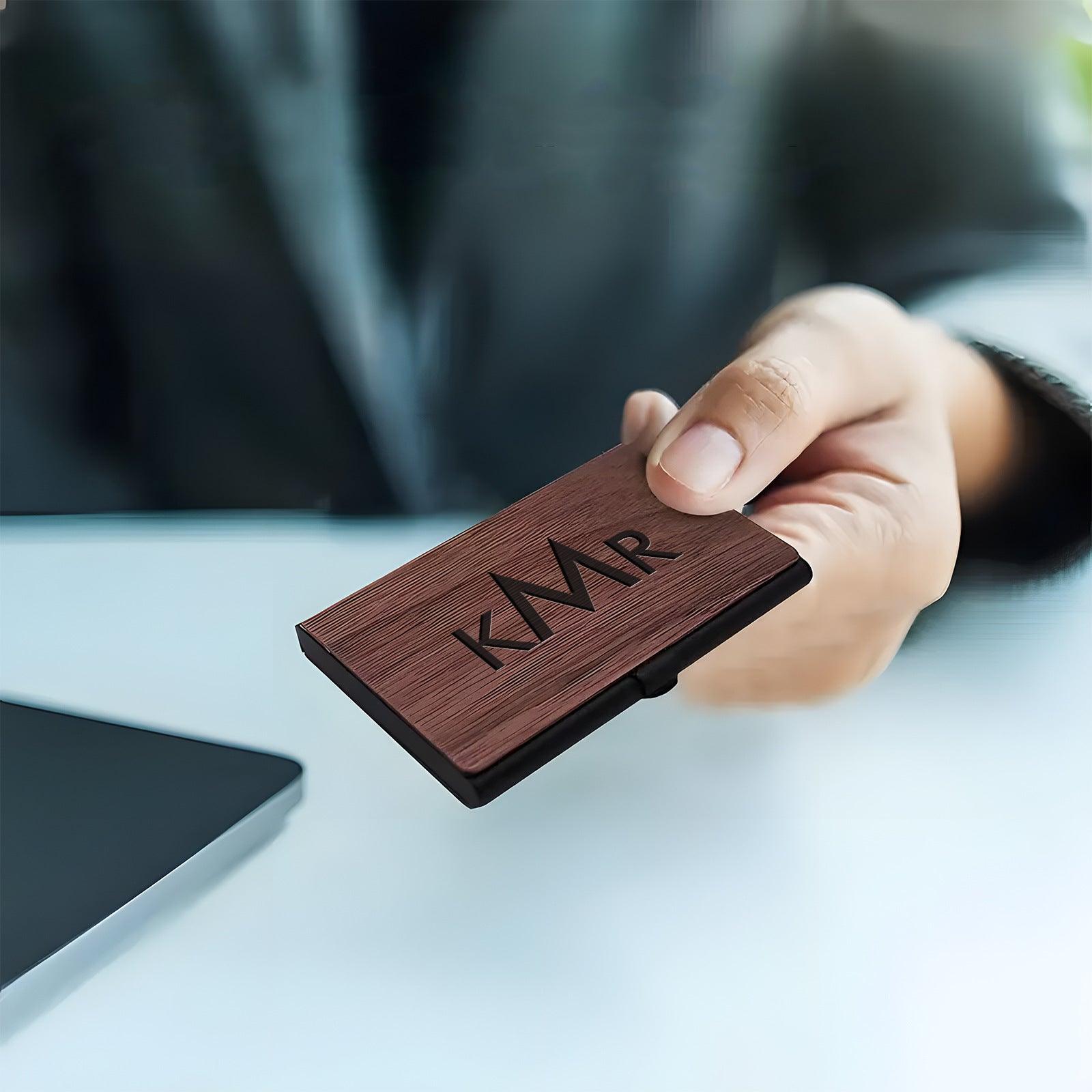 Personalized name wooden business card case 807423783918 - COCOMELODY