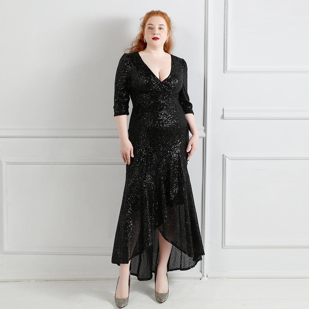 Trumpet-Mermaid High-Low Sequins Evening Dress 647755659545 - COCOMELODY