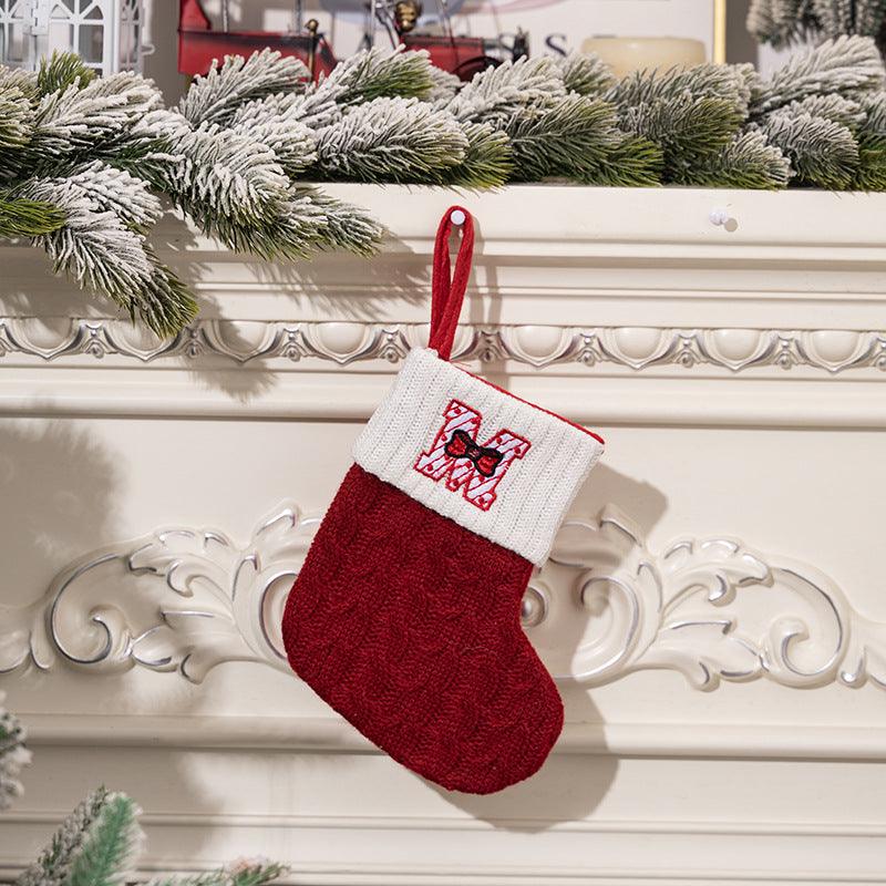 Christmas decorations Red knitted alphabet Embroidery Christmas socks Colorful DIY name gift socks 831001958177
