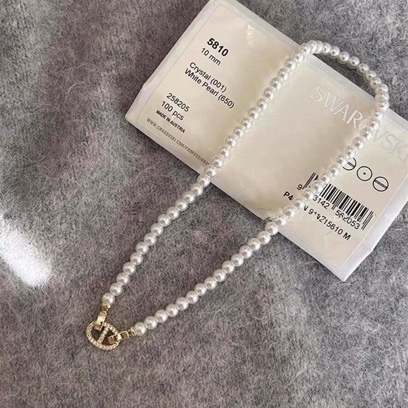 Pearl necklace sweater chain choker collarbone chain 748784777293 - COCOMELODY