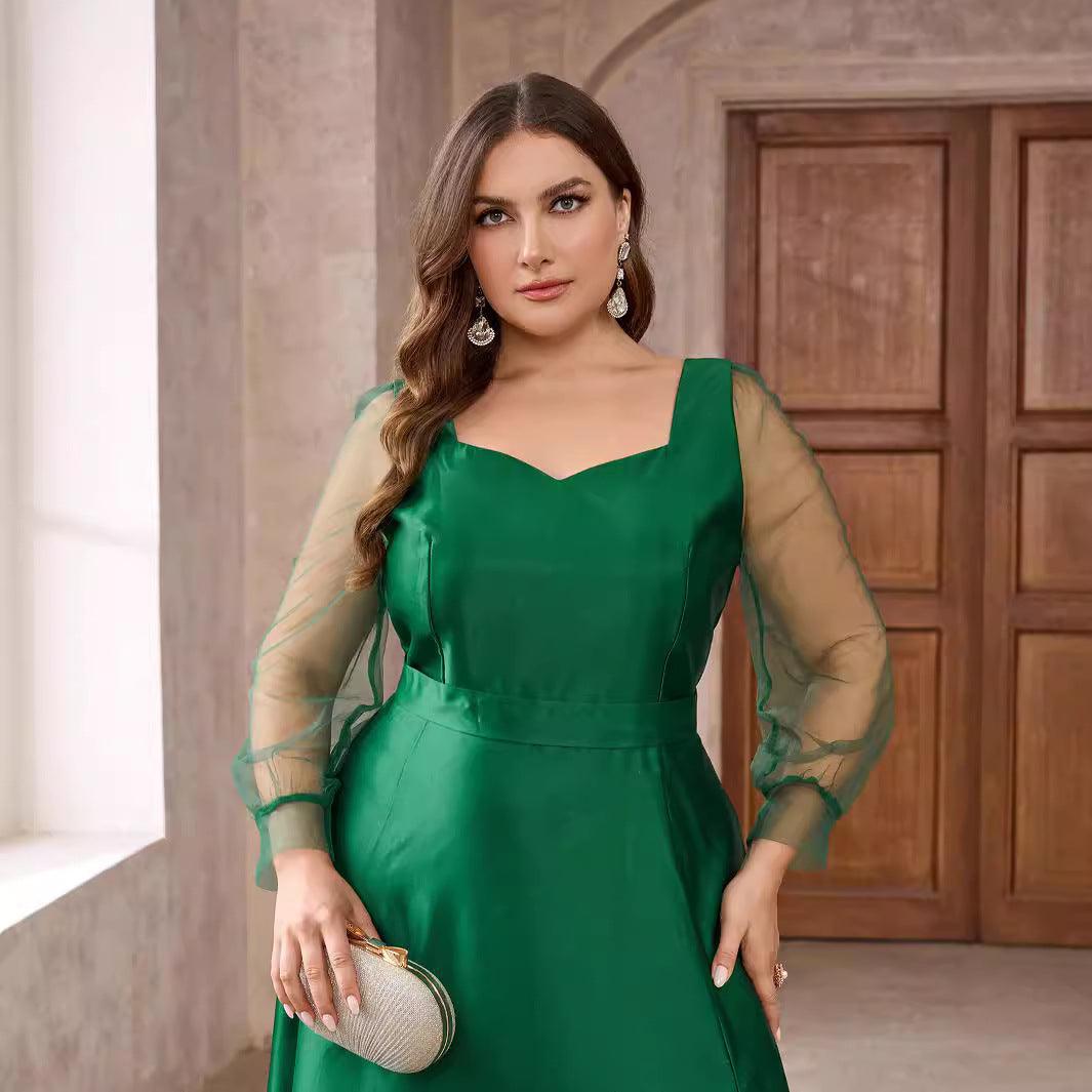 A-Line Floor Length Satin dress 829286840562 - COCOMELODY