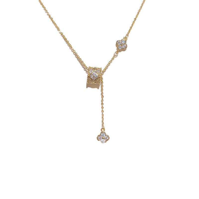 Small waist four-leaf flower fringe necklace 721791807073 - COCOMELODY