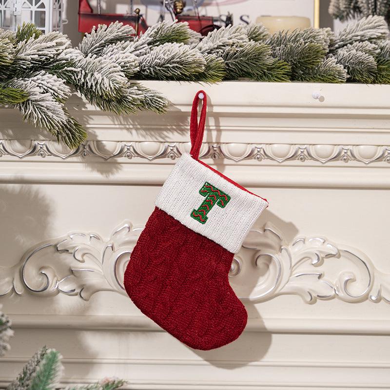 Christmas decorations Red knitted alphabet Embroidery Christmas socks Colorful DIY name gift socks 831001958177