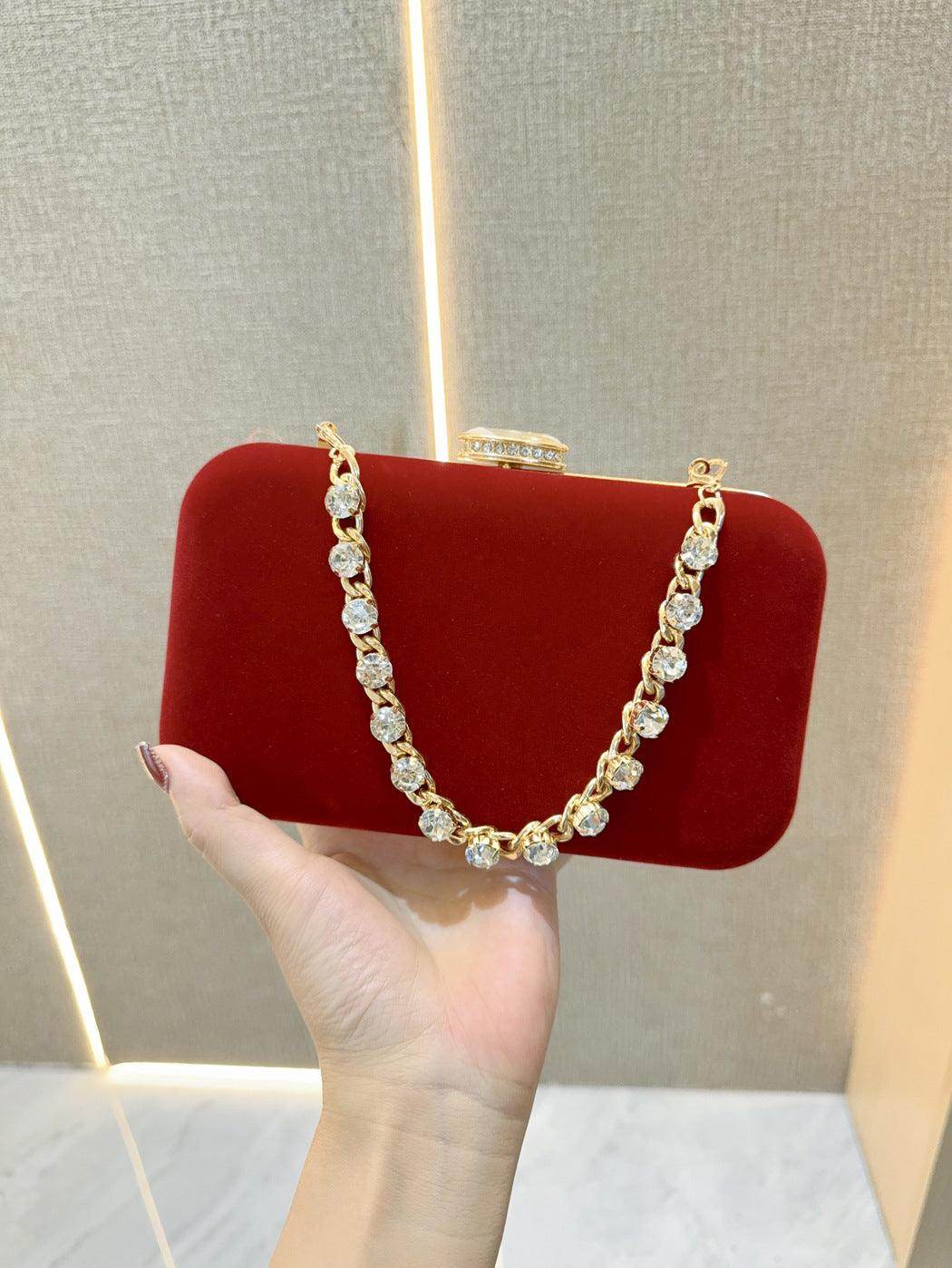 Evening clutch bag diamond-encrusted suede bag Dinner bag Women's crossbody bag 778944030967 - COCOMELODY