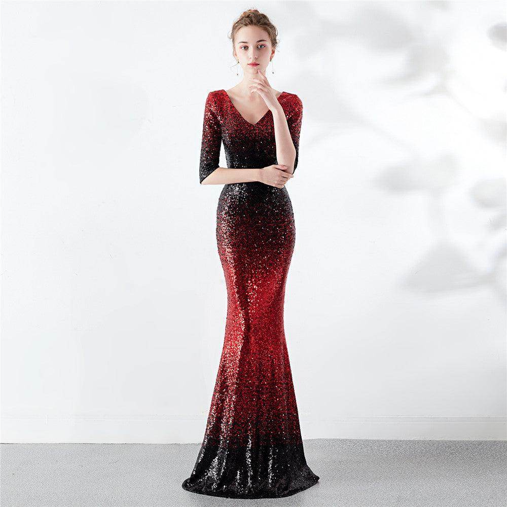 Trumpet-Mermaid Floor Length Sequins Dress 743692331466 - COCOMELODY