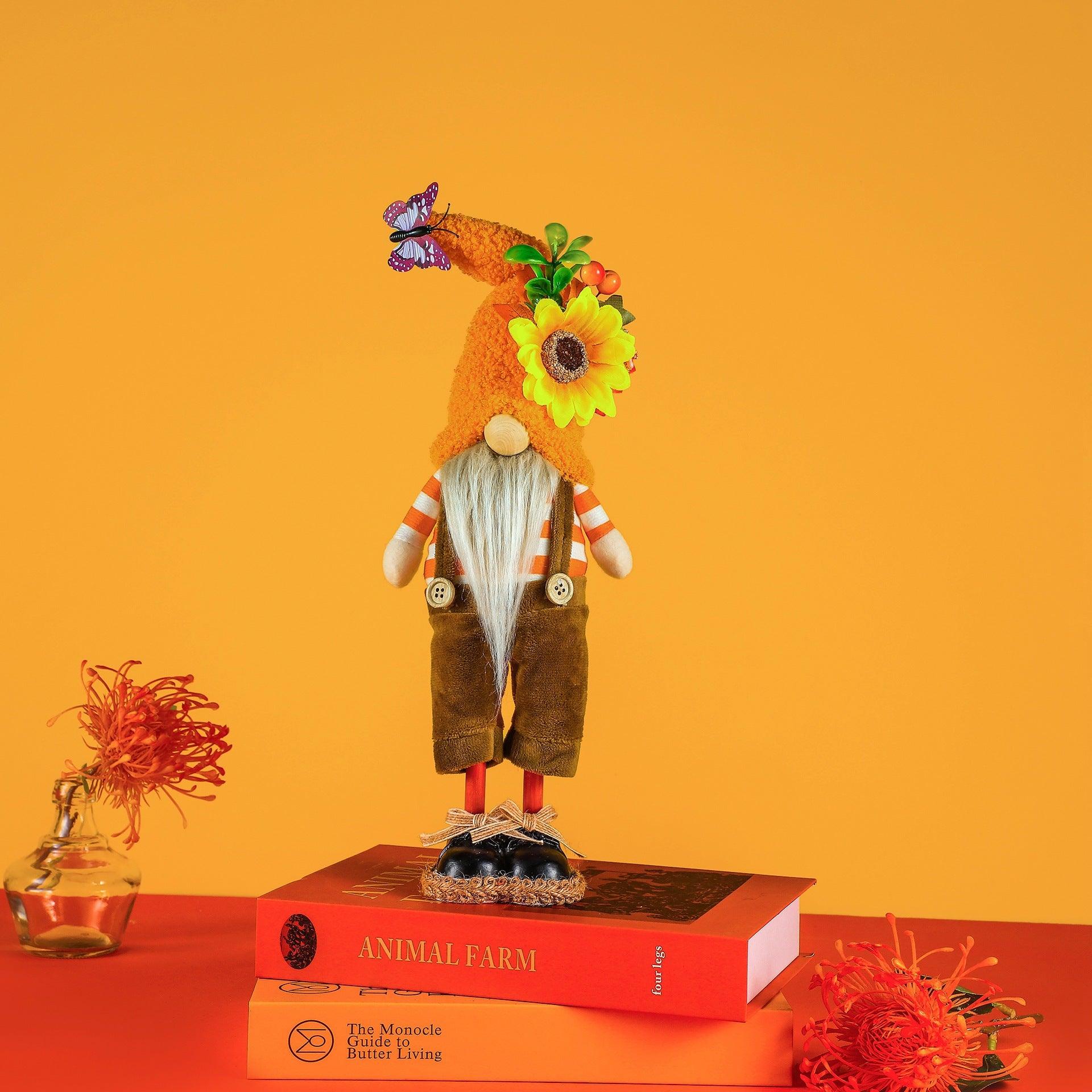 Christmas Thanksgiving harvest Festival cloth standing pose sunflower skirt no face doll doll decoration 775310140962 - COCOMELODY