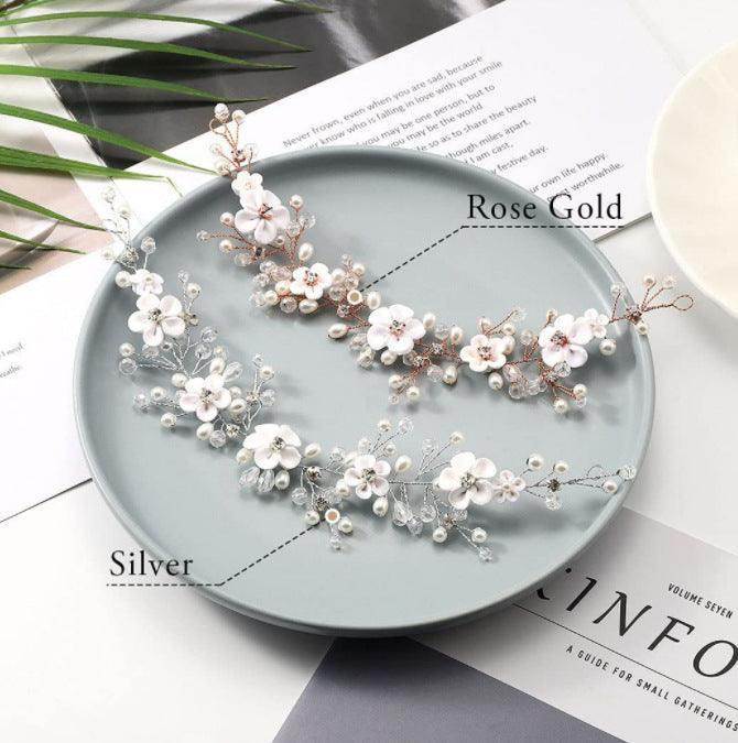 Bridal headwear European and American polymer clay flower crystal hair band hair accessories 685512271854 - COCOMELODY